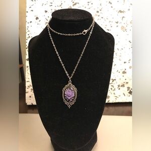 Elegant Purple Cameo Necklace